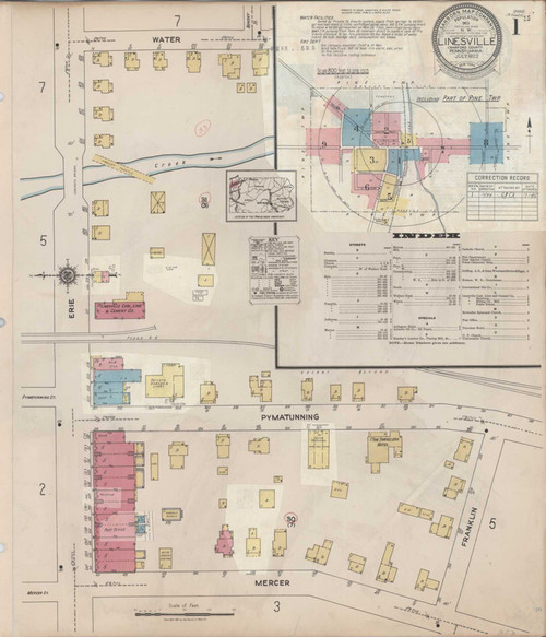 Linesville Pennsylvania 1934 - Fire Insurance Index - Old Map Reprint