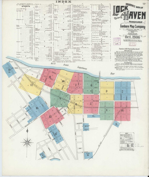 Lock Haven Pennsylvania 1906 - Fire Insurance Index - Old Map Reprint