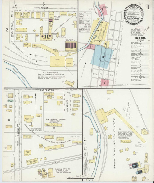 Luzerne Pennsylvania 1896 - Fire Insurance Index - Old Map Reprint
