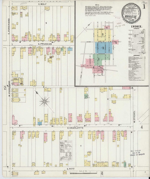 Manheim Pennsylvania 1896 - Fire Insurance Index - Old Map Reprint