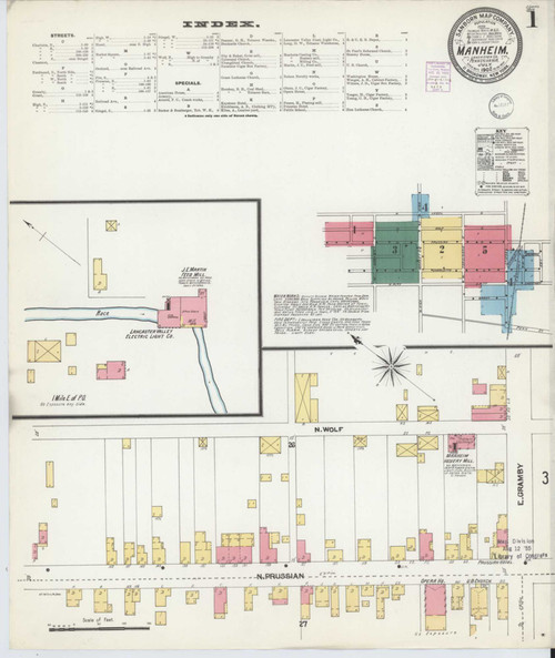 Manheim Pennsylvania 1902 - Fire Insurance Index - Old Map Reprint
