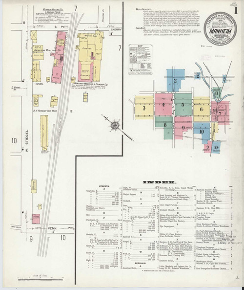Manheim Pennsylvania 1912 - Fire Insurance Index - Old Map Reprint