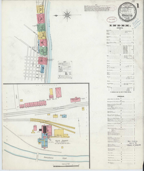 Marietta Pennsylvania 1899 - Fire Insurance Index - Old Map Reprint