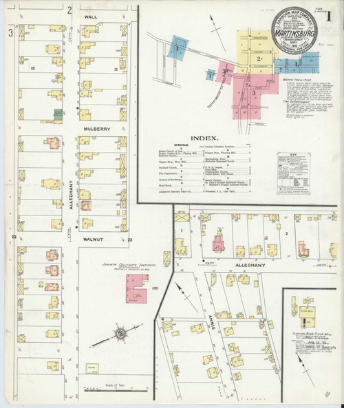 Martinsburg Pennsylvania 1910 - Fire Insurance Index - Old Map Reprint