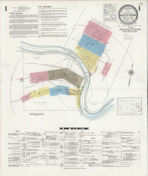 Mauch Chunk Pennsylvania 1930 - Fire Insurance Index - Old Map Reprint