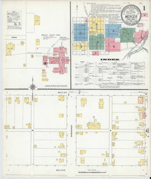 Mercer Pennsylvania 1910 - Fire Insurance Index - Old Map Reprint