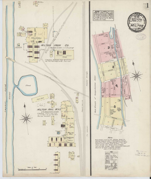 Milton Pennsylvania 1884 - Fire Insurance Index - Old Map Reprint