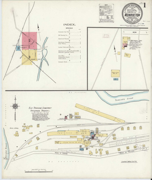 Monroeton Pennsylvania 1911 - Fire Insurance Index - Old Map Reprint