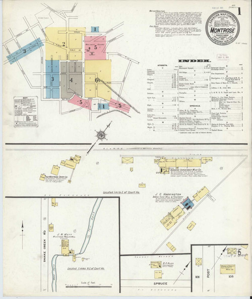 Montrose Pennsylvania 1911 - Fire Insurance Index - Old Map Reprint