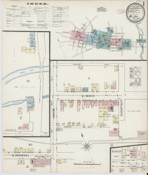 Mount Joy Pennsylvania 1886 - Fire Insurance Index - Old Map Reprint