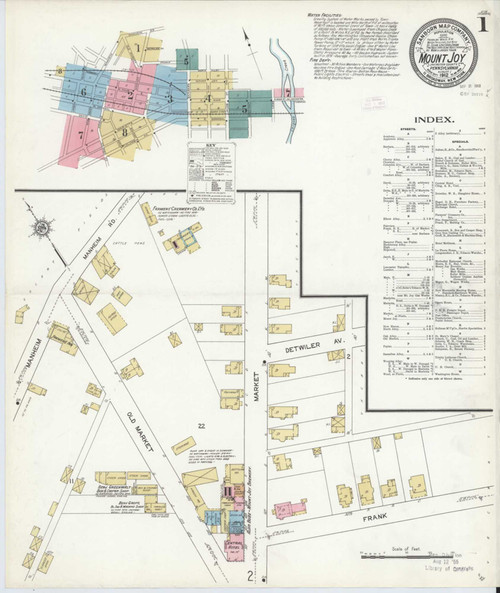 Mount Joy Pennsylvania 1912 - Fire Insurance Index - Old Map Reprint