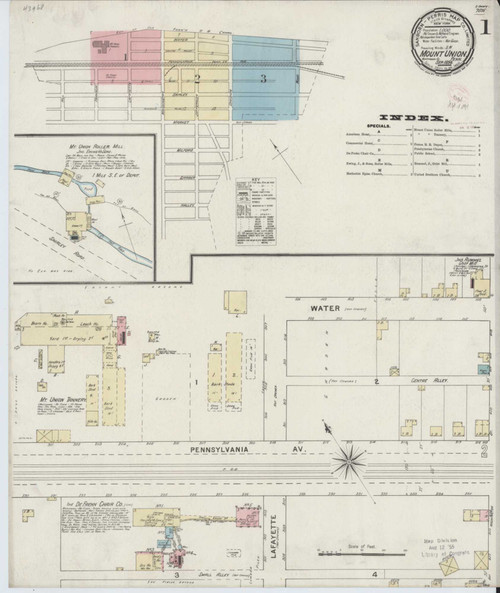 Mount Union Pennsylvania 1894 - Fire Insurance Index - Old Map Reprint