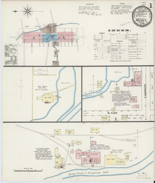 Muncy Pennsylvania 1890 - Fire Insurance Index - Old Map Reprint