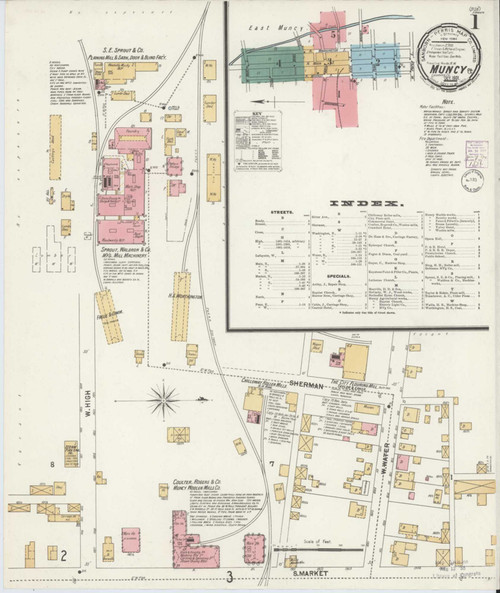 Muncy Pennsylvania 1901 - Fire Insurance Index - Old Map Reprint