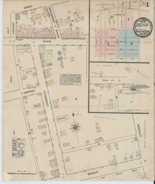 Nanticoke Pennsylvania 1884 - Fire Insurance Index - Old Map Reprint