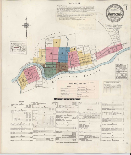 New Bethlehem Pennsylvania 1938 - Fire Insurance Index - Old Map Reprint