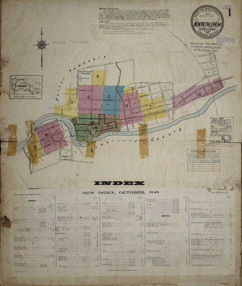 New Bethlehem Pennsylvania 1948 - Fire Insurance Index - Old Map Reprint