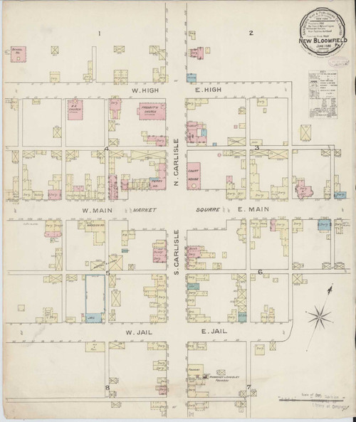 New Bloomfield Pennsylvania 1886 - Fire Insurance Index - Old Map Reprint