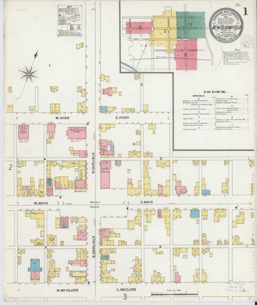 New Bloomfield Pennsylvania 1904 - Fire Insurance Index - Old Map Reprint