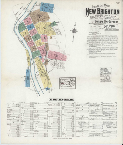 New Brighton Pennsylvania 1918 - Fire Insurance Index - Old Map Reprint