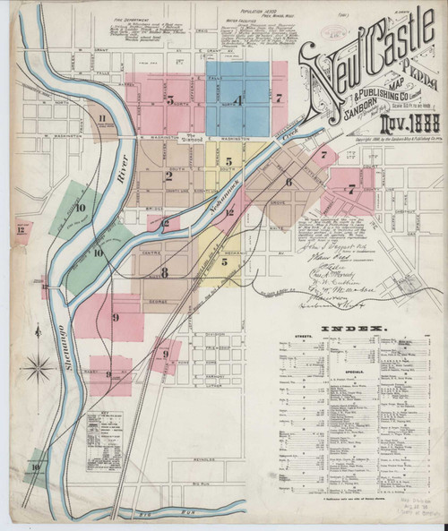 New Castle Pennsylvania 1888 - Fire Insurance Index - Old Map Reprint