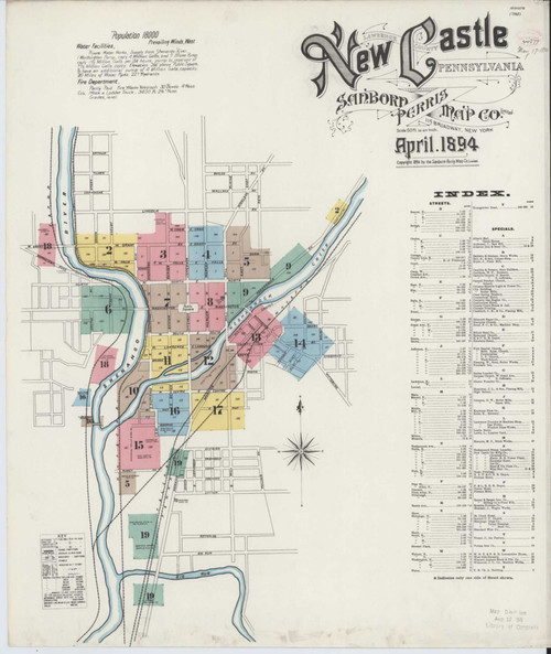 New Castle Pennsylvania 1894 - Fire Insurance Index - Old Map Reprint