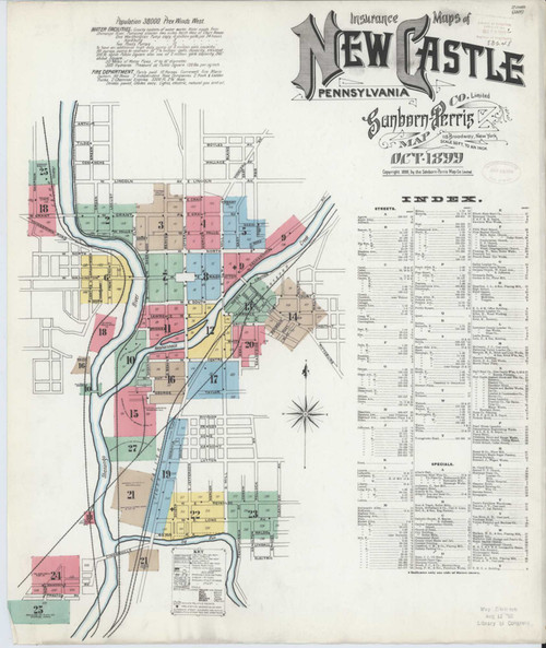 New Castle Pennsylvania 1899 - Fire Insurance Index - Old Map Reprint