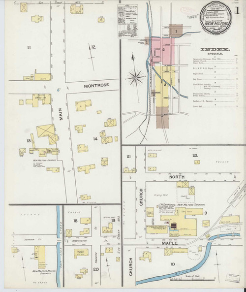 New Milford Pennsylvania 1892 - Fire Insurance Index - Old Map Reprint