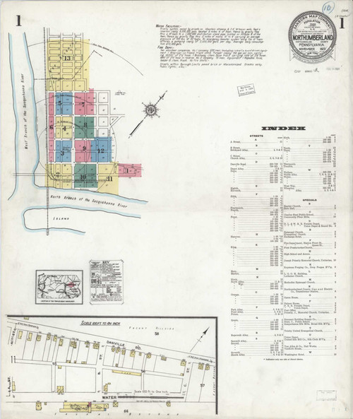 Northumberland Pennsylvania 1923 - Fire Insurance Index - Old Map Reprint
