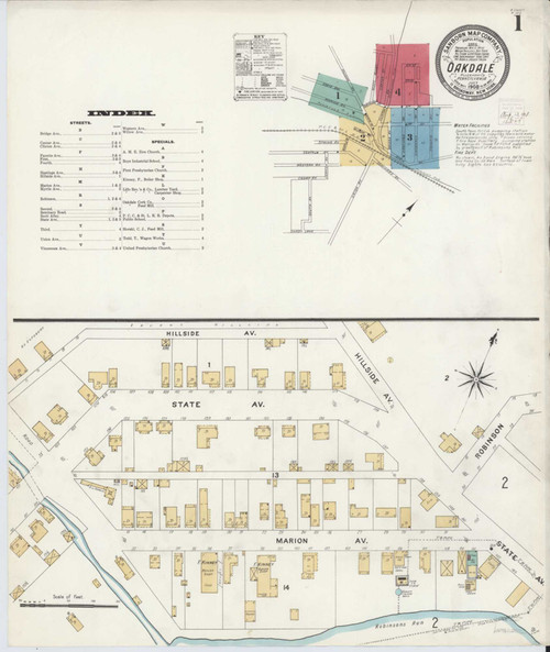 Oakdale Pennsylvania 1908 - Fire Insurance Index - Old Map Reprint