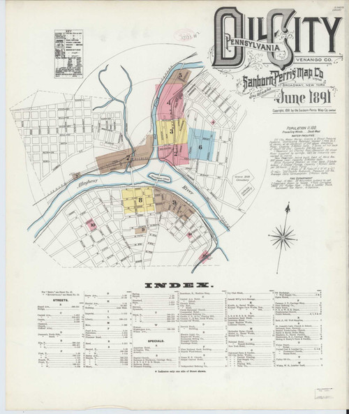 Oil City Pennsylvania 1891 - Fire Insurance Index - Old Map Reprint