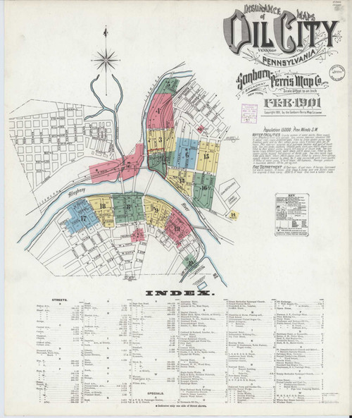 Oil City Pennsylvania 1901 - Fire Insurance Index - Old Map Reprint