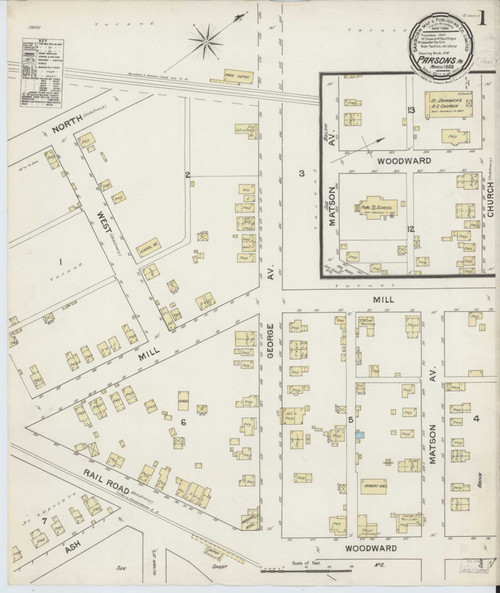 Parsons Pennsylvania 1888 - Fire Insurance Index - Old Map Reprint