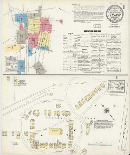 Perkasie Pennsylvania 1913 - Fire Insurance Index - Old Map Reprint