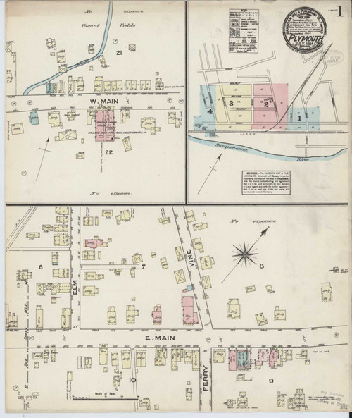 Plymouth Pennsylvania 1884 - Fire Insurance Index - Old Map Reprint