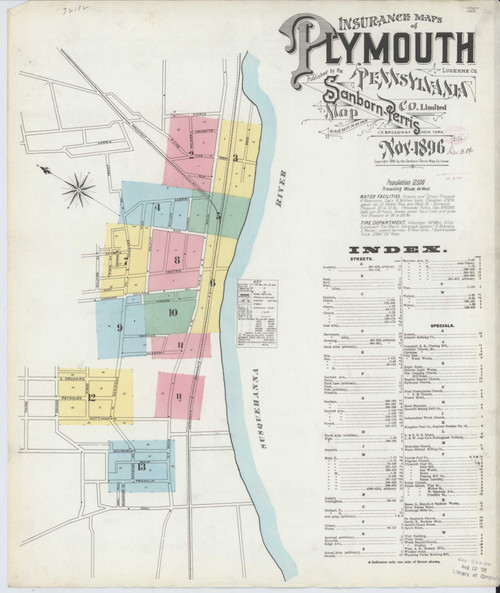 Plymouth Pennsylvania 1896 - Fire Insurance Index - Old Map Reprint