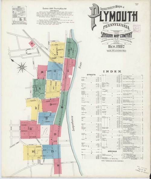 Plymouth Pennsylvania 1907 - Fire Insurance Index - Old Map Reprint