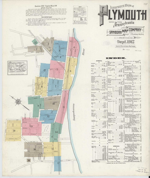 Plymouth Pennsylvania 1912 - Fire Insurance Index - Old Map Reprint