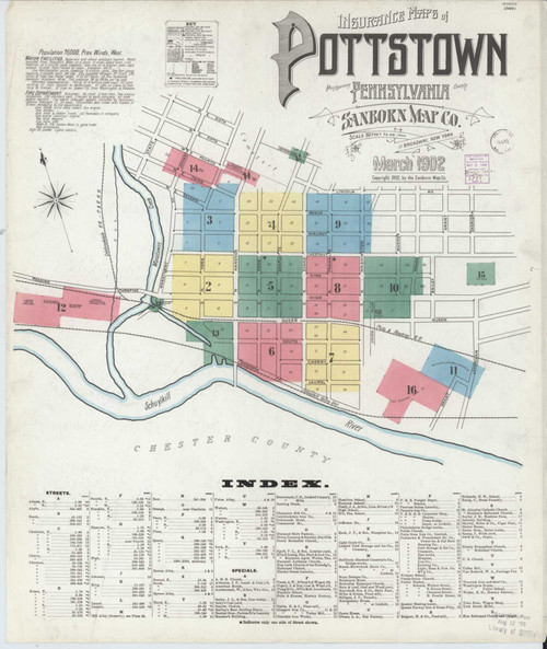 Pottstown Pennsylvania 1902 - Fire Insurance Index - Old Map Reprint