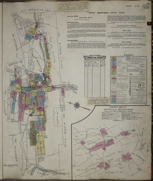 Pottsville Pennsylvania 1950 - Fire Insurance Index - Old Map Reprint
