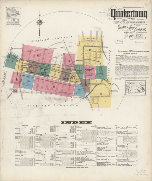 Quakertown Pennsylvania 1922 - Fire Insurance Index - Old Map Reprint