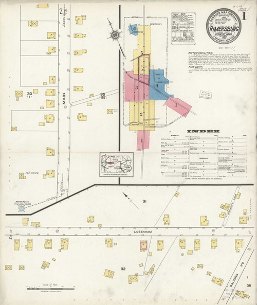 Rimersburg Pennsylvania 1921 - Fire Insurance Index - Old Map Reprint