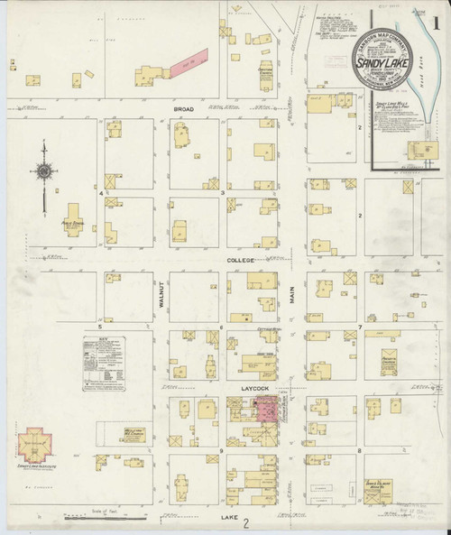 Sandy Lake Pennsylvania 1910 - Fire Insurance Index - Old Map Reprint