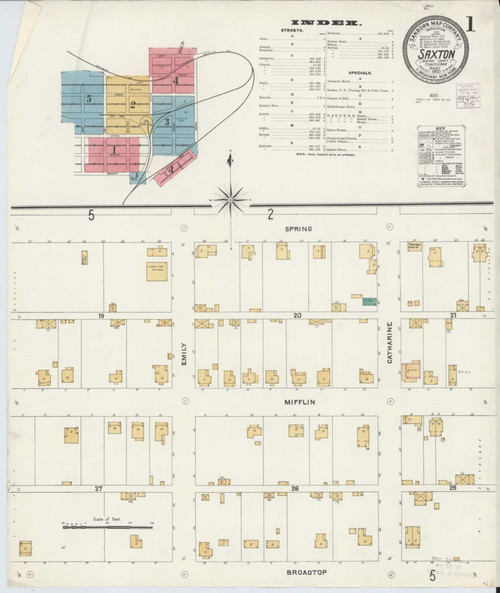 Saxton Pennsylvania 1905 - Fire Insurance Index - Old Map Reprint