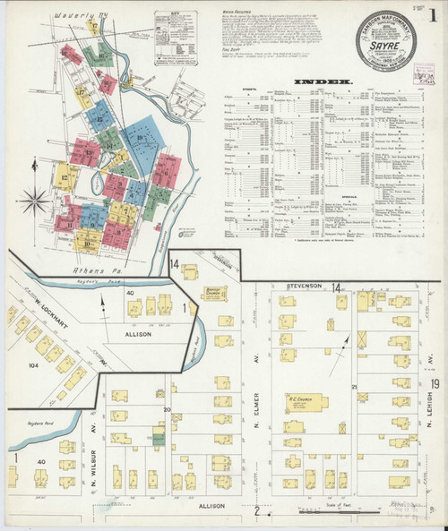Sayre Pennsylvania 1909 - Fire Insurance Index - Old Map Reprint