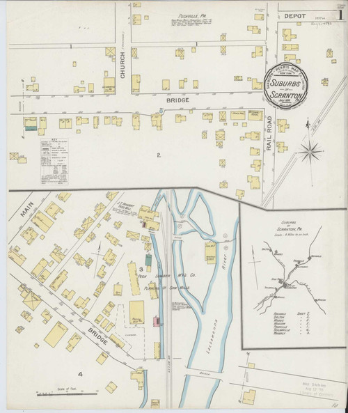 Scranton Suburbs Pennsylvania 1893 - Fire Insurance Index - Old Map Reprint
