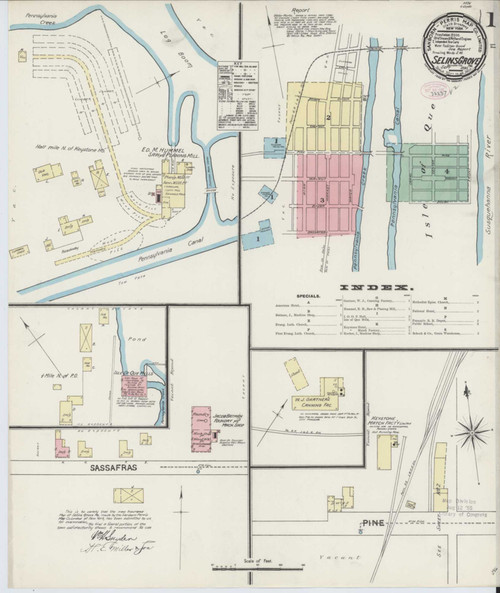Selins Grove Pennsylvania 1890 - Fire Insurance Index - Old Map Reprint