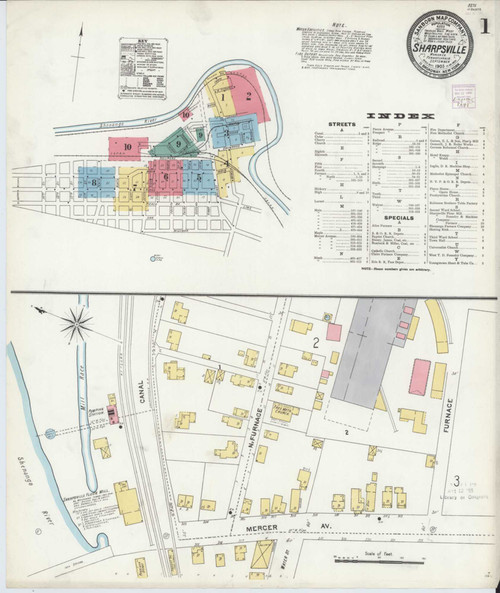 Sharpsville Pennsylvania 1905 - Fire Insurance Index - Old Map Reprint