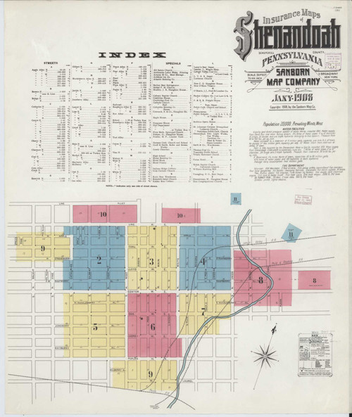 Shenandoah Pennsylvania 1908 - Fire Insurance Index - Old Map Reprint
