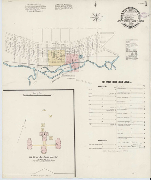 Smethport Pennsylvania 1887 - Fire Insurance Index - Old Map Reprint